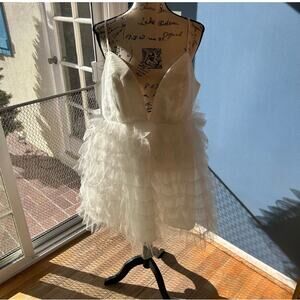Deep V-Neck Mini Tiered Dress- Size 2X